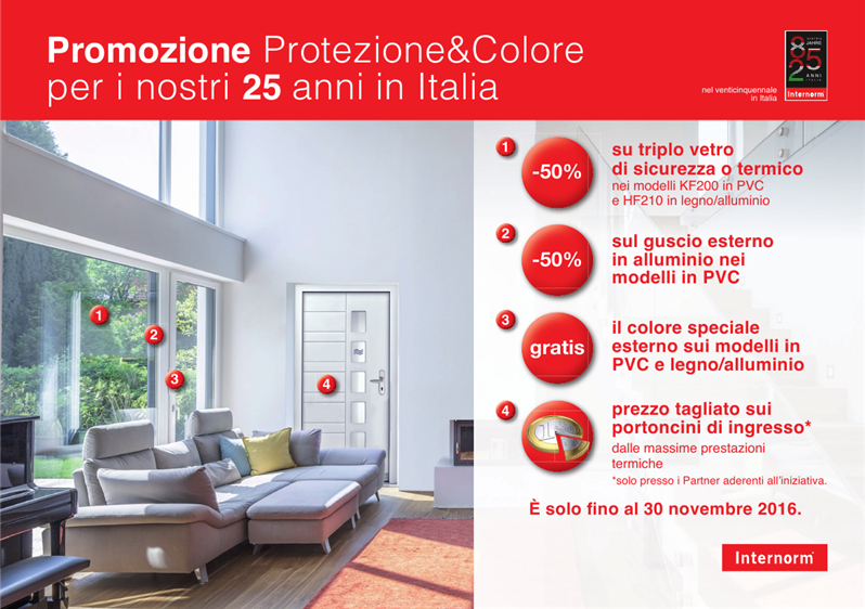 Promozione Protezione&Colore per i 25 anni in Italia di Internorm